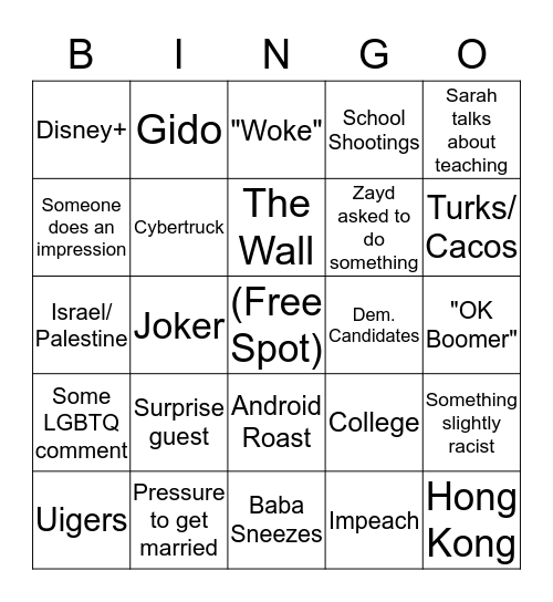 Thanksgiving Bingo Card