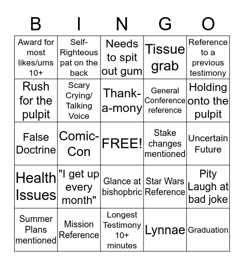 May the 4th Be with You Bingo Card