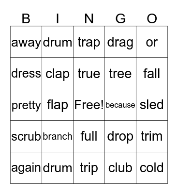 Word List 14 Bingo Card