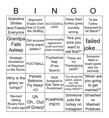 Thanksgiving Bingo Card