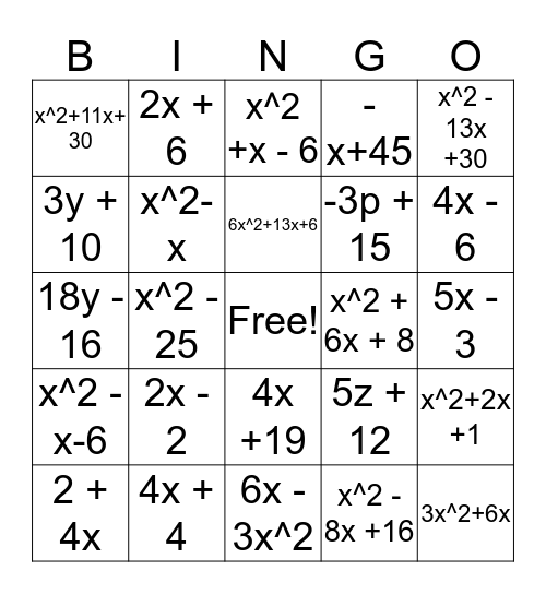 Expansion Bingo Card