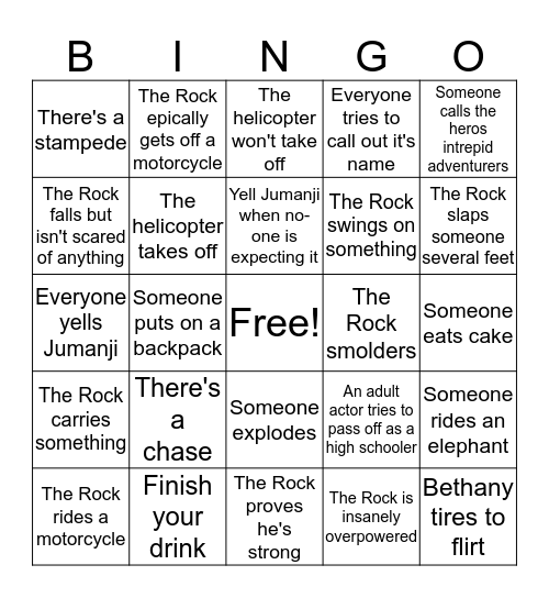 Welcome to the Jungle Bingo Card