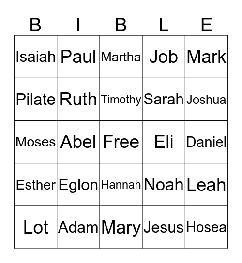 Bible Bingo! Bingo Card