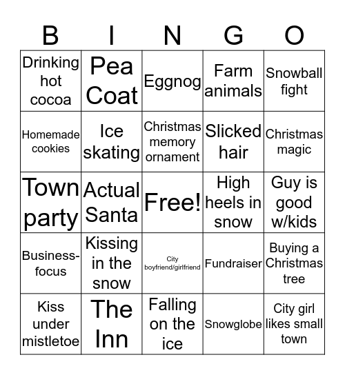 Hallmark Movie Bingo Card