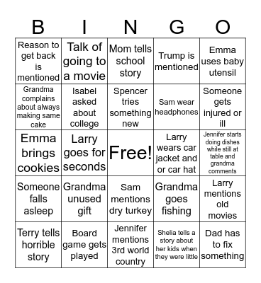Thanksgiving Bingo Card