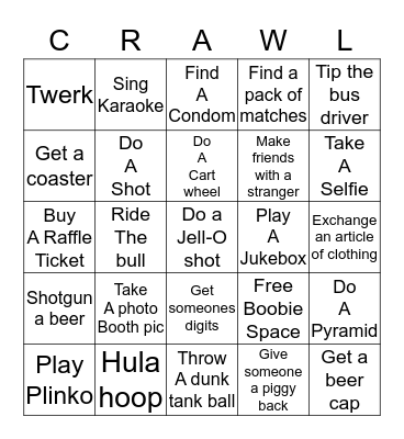 Crawl for the Cause 2014 Bingo Card