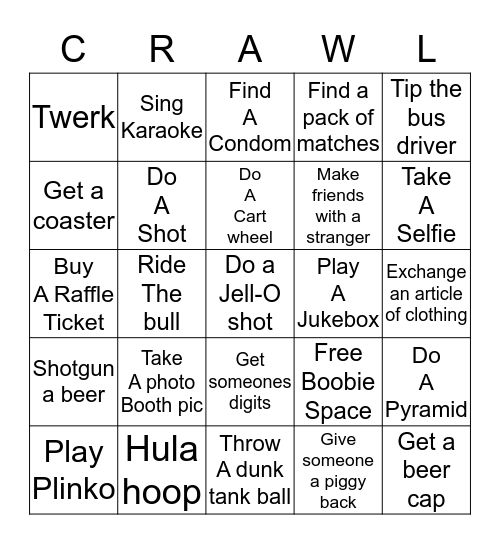 Crawl for the Cause 2014 Bingo Card