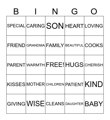 MOTHER & DAUGHTER'S DAY BINGO Card