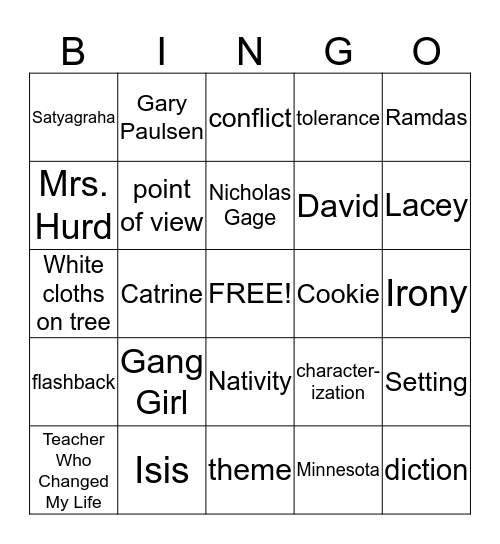 Short Story Review Bingo Card