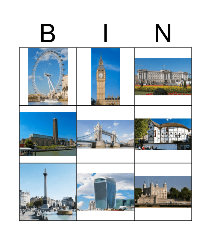 Monuments in London Bingo Card