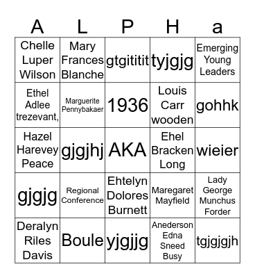 Beta Mu Omega Bingo Card