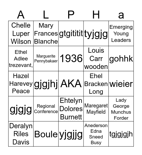Beta Mu Omega Bingo Card