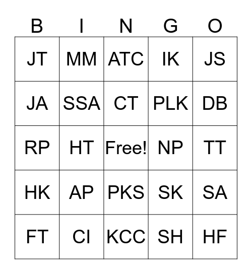 CMHM Christmas Party Bingo Game Bingo Card
