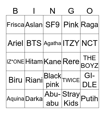 Milik Kane.  Bingo Card