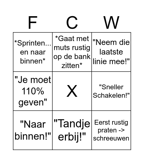 FC Wwijk O19-1 Bingo Card