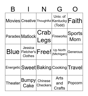 Leatha Stonestreet Birthday Celebration Bingo Card