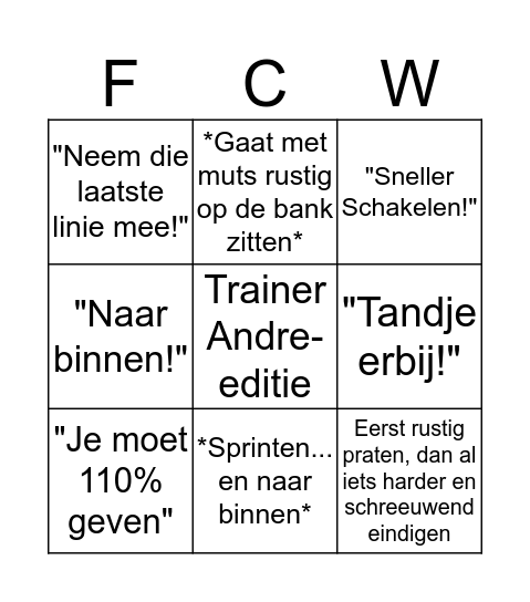 FC Wwijk O19-1 Bingo Card