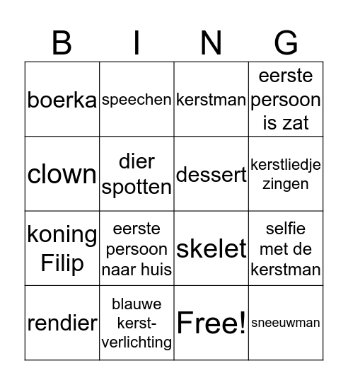 Kerstbingo Card