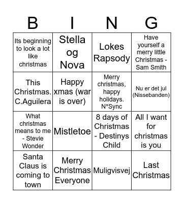 Julemusik banko Bingo Card