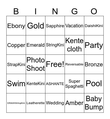 KenteKini Power Bingo Card