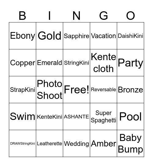 KenteKini Power Bingo Card