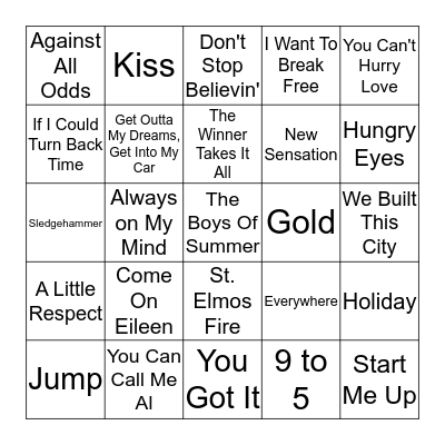 Jeff & Jules 80's Bingo Card