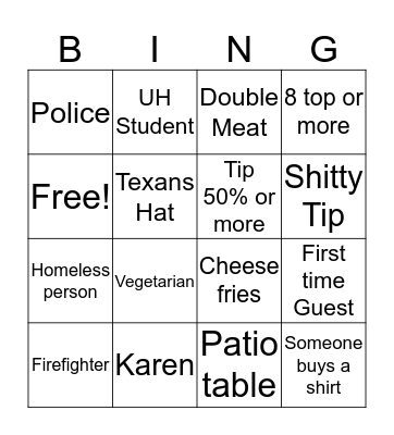 GOAT Bingo Card
