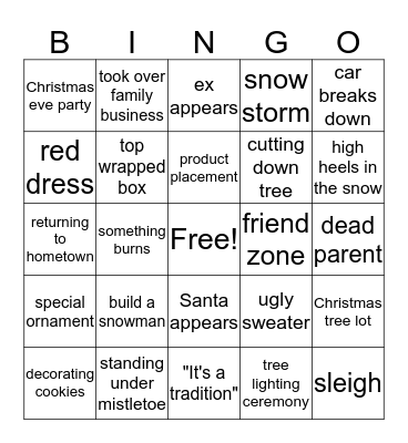 Christmas Movie Bingo Card