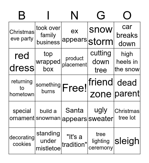 Christmas Movie Bingo Card