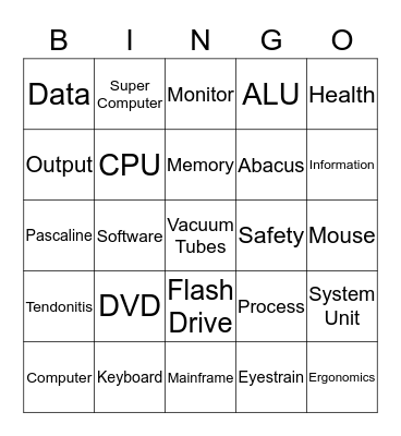 Computer Systems Bingo Card