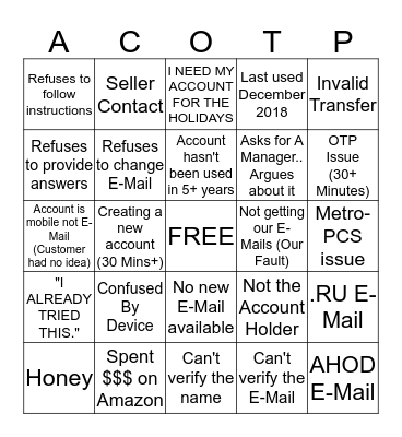 AC OTP Bingo Card