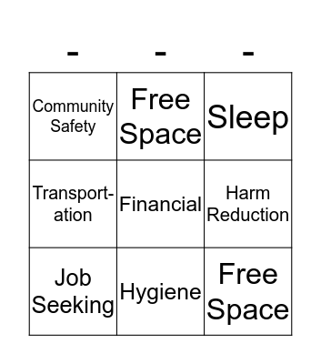 Independent Living BINGO Card