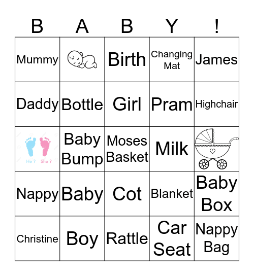 Christines Baby Shower Bingo Card
