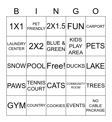 Country Lake Facebook Bingo Card