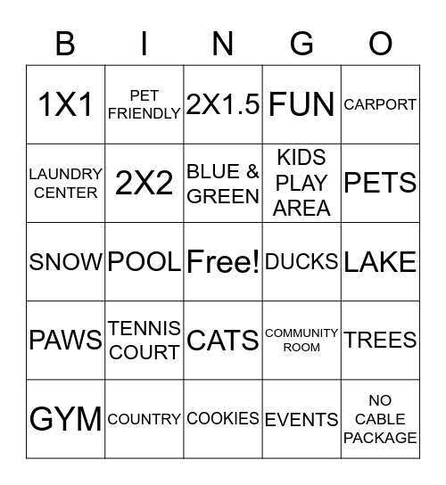 Country Lake Facebook Bingo Card