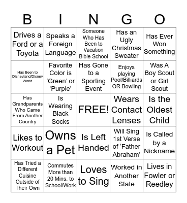 CR Human Bingo Card