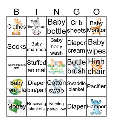 Ashley and Allen's Baby Shower Bingo Card