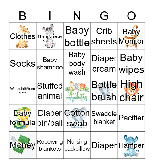 Ashley and Allen's Baby Shower Bingo Card