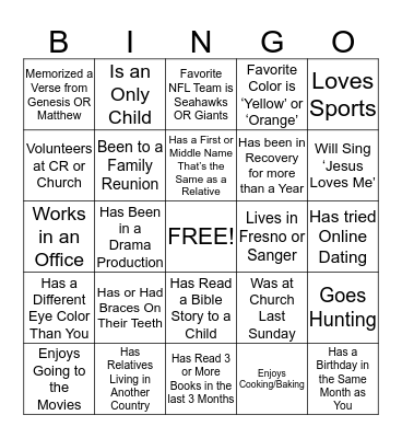 CR Human Bingo Card
