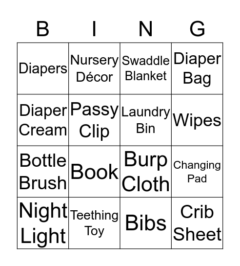 B A B Y     D I N O Bingo Card