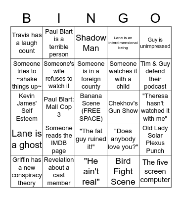 Til Death Do Us Blart  Bingo Card