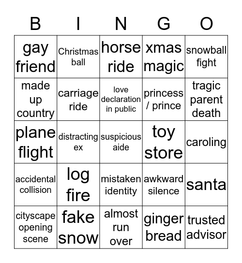 Christmas Movie -  Cheese Bingo Card