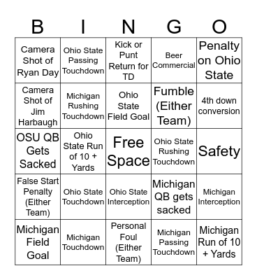 Buckeye Bingo Card