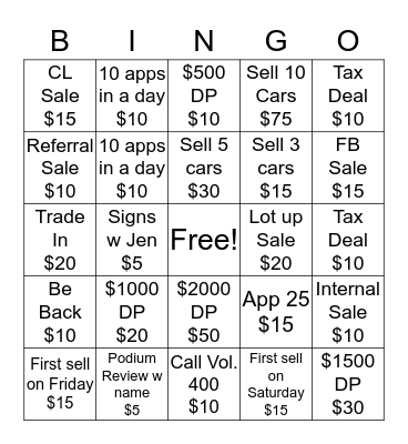 BYRIDER BINGO Card