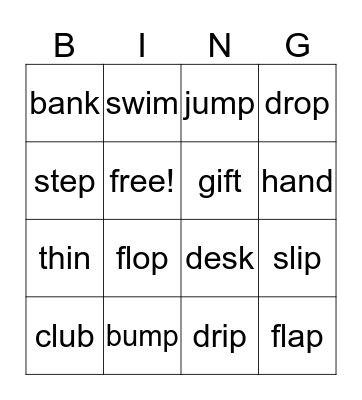 PHONICS Bingo Card