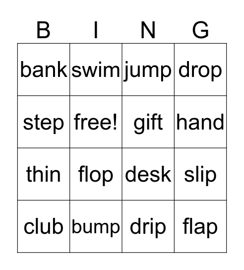 PHONICS Bingo Card