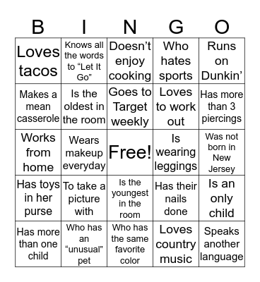 Find A NEW Mama ....  Bingo Card
