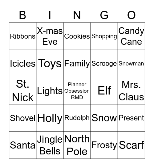 Snowflake Bingo Card