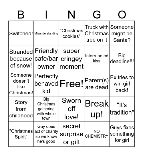 Hallmark Movie Bingo Card