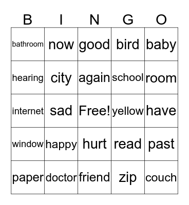 sign-language Bingo Card
